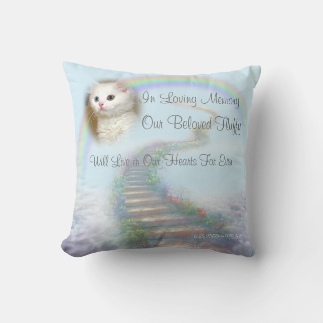 Personalisierte Cat-Gedenktreppe zum Himmel Kissen (Vorderseite)