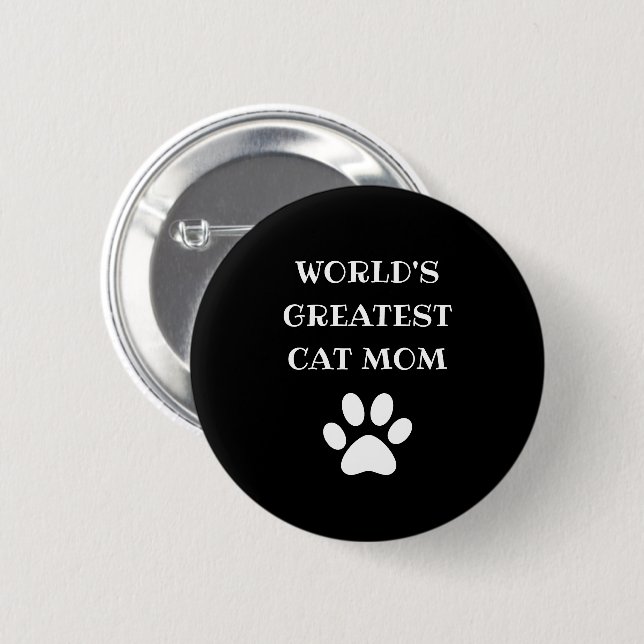 Personalisierte Cat-Mama mit der größten Katzenanz Button (Vorne & Hinten)