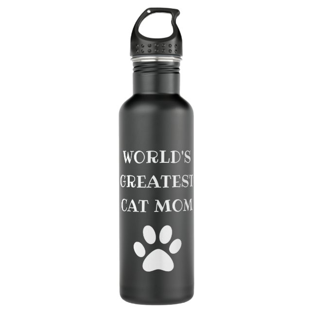 Personalisierte Cat-Mama mit der größten Katzenanz Edelstahlflasche (Vorderseite)