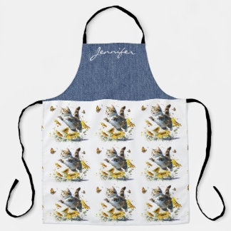 Personalisierte Cat-Sonnenblumen-Multimedia-Schürz Schürze