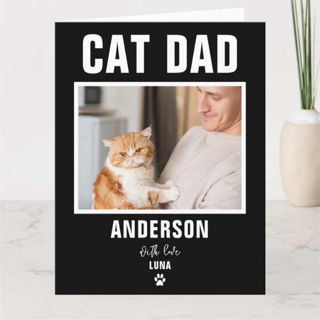 Personalisierte Cat Vater benutzerdefinierte Foto- Karte (Vorderseite)