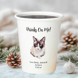 Personalisierte Cat Wedding Pappbecher