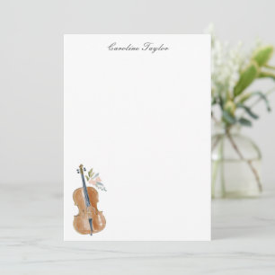 Personalisierte Cello-Blumen-Aquarell-Schreibwaren Mitteilungskarte
