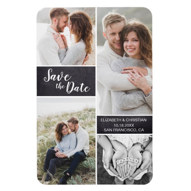 Personalisierte Chalkboard Foto Collage Wedding Magnet (Vertikal)