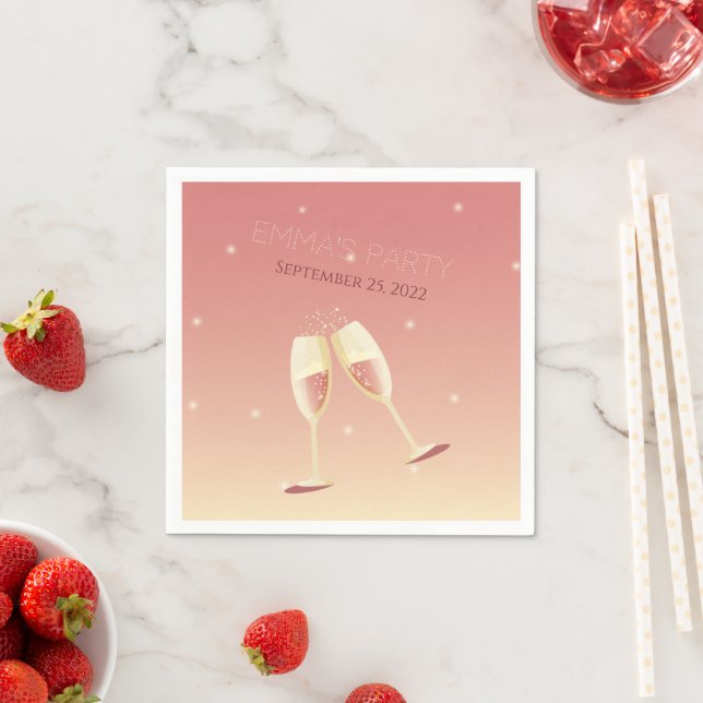 Personalisierte Champagnerbrille Papier Napkins Serviette (Beispiel)