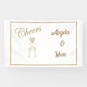 Personalisierte Champagnerbrille und Herz Banner