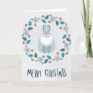 Personalisierte charmante Hasen-Weihnachtskarte Karte