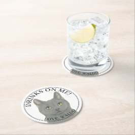 Personalisierte Chartreux Cat Wedding Runder Pappuntersetzer