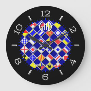 Personalisierte Checkered Seeflaggen-Skala auf a Große Wanduhr