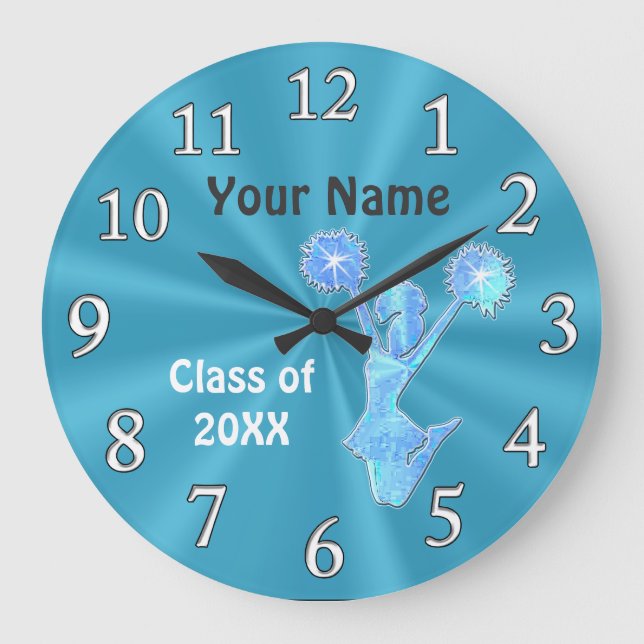 Personalisierte Cheer-Uhren, glänzende Zimmerdekor Große Wanduhr (Vorderseite)