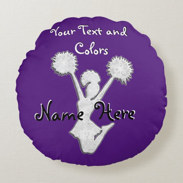 Personalisierte Cheerleader-Geschenke IHR TEXT, Rundes Kissen (Vorderseite)