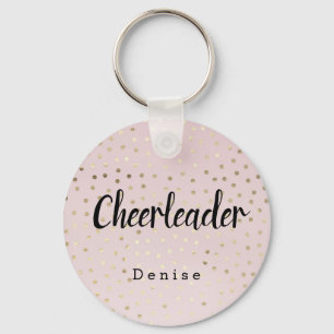 Personalisierte Cheerleader Rosa und Goldpunkte Schlüsselanhänger