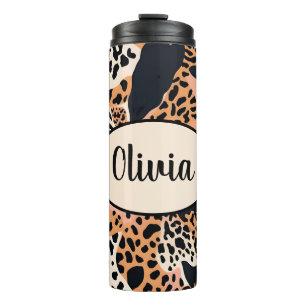Personalisierte Cheetah und Zebra Print Thermosbecher