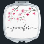 Personalisierte Cherry Blossom Brautparty Hochzeit Taschenspiegel<br><div class="desc">Freuen Sie sich auf Ihre Brautjungfrauen, Blume Girl, Hochzeitssponsoren mit einem personalisierten Spiegelkompakt mit ihrem Namen. Dieser elegante Schriftart mit einer angesagten Verzierung am Ende ist sicher ein wertvolles Geschenk. Pro Tipp: behalt die kleinen Quadrate vor und am Ende des Namens, um die langen Schwänze behalten.Lass mir wissen, ob du...</div>