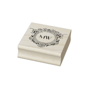 Personalisierte Chic-Blumenrahmen Gummistempel