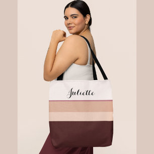 Personalisierte Chic gestreifte Name Rose Gold-Tas Tasche
