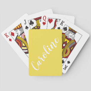 Personalisierte Chic-Kalligrafie-Name Sommergelb Spielkarten