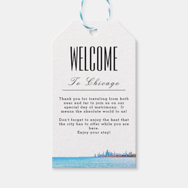 Personalisierte Chicago Begrüßungsmarke Geschenkanhänger (Vorderseite)