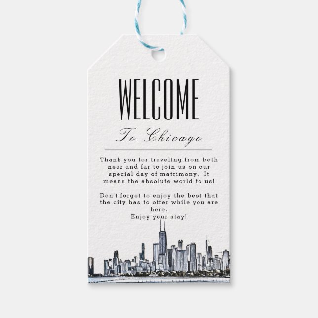 Personalisierte Chicago Begrüßungsmarke Geschenkanhänger (Vorderseite)