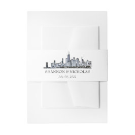 Personalisierte Chicago Skyline Einladung Bly Band