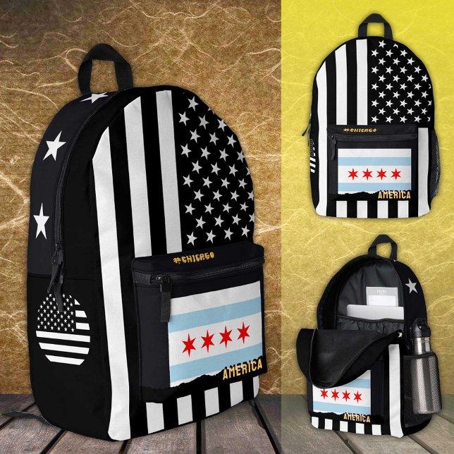 Personalisierte Chicagoer Flaggentasche, amerikani Bedruckter Rucksack (Von Creator hochgeladen)