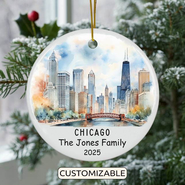 Personalisierte Chicagoer Ornament, Illinois Keramik Ornament (Von Creator hochgeladen)