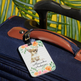 Personalisierte Chihuahua Welpe Wasserfarbe Gepäckanhänger