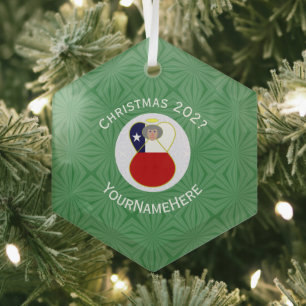 Personalisierte Chile Abuela Engel Weihnachtsflagg Ornament Aus Glas