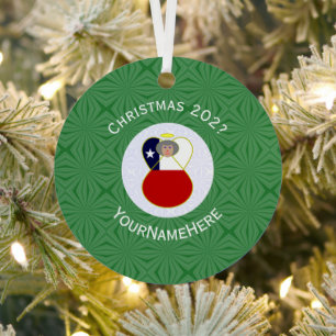 Personalisierte Chile-Oma-Engel-Weihnachtsflagge Ornament Aus Metall