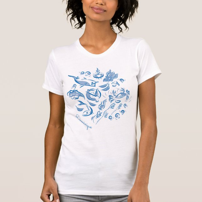 Personalisierte chinesische Küche Tinte Zeichnend  T-Shirt (Vorderseite)