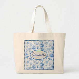 💙 Personalisierte Chinoiserie Blumenmutter Jumbo Stoffbeutel