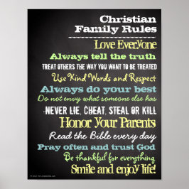 Personalisierte Christliche Familienregeln Hausunt Poster