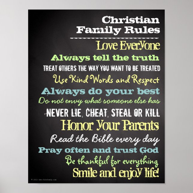 Personalisierte Christliche Familienregeln Hausunt Poster (Vorne)