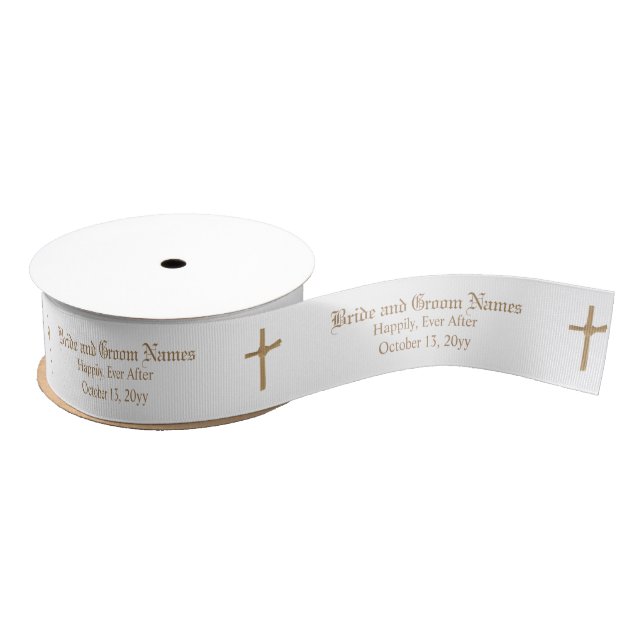 Personalisierte Christliche Gemusterte Hochzeitsfe Ripsband (Spule)