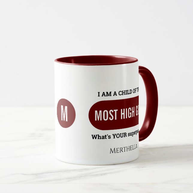 Personalisierte Christliche Superleistungsmonogram Tasse (VorderseiteRechts)