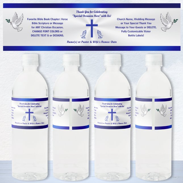 Personalisierte, Christliche Wasserflaschen, (Christian water bottle stickers, personalized. Church water bottle labels. Church party supplies.)