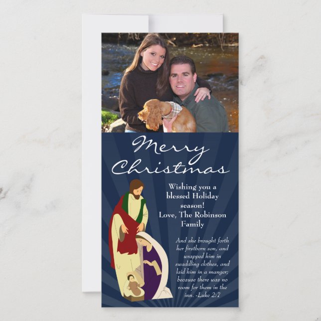 Personalisierte Christliche Weihnachtsfotokarten Feiertagskarte (Vorderseite)