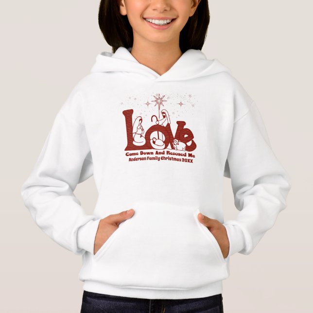 Personalisierte Christliche Weihnachtskrippe Hoodie (Vorderseite)