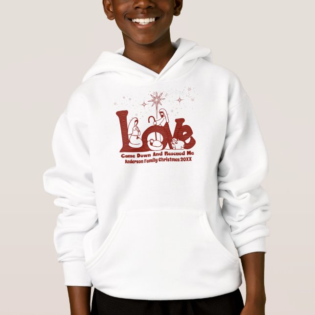Personalisierte Christliche Weihnachtskrippe Hoodie (Vorderseite)