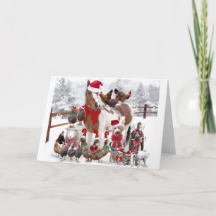 PERSONALISIERTE CHRISTMAS FARM TIERE Grußkarte Karte