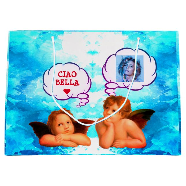 Personalisierte CIAO-BELLA-Kherub-Engel Große Geschenktüte (Vorderseite)