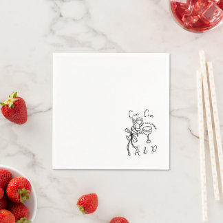 Personalisierte Cin Cin Cherub Cupid Handgezeichne Serviette