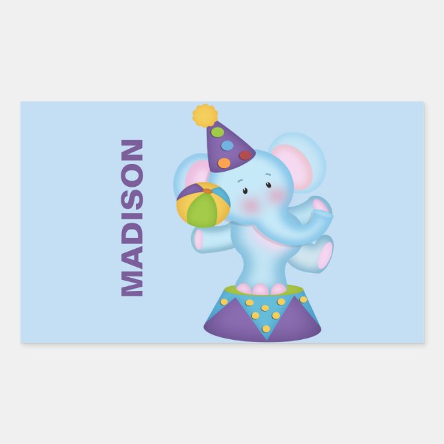 Personalisierte Circus Elephant Stickers (Vorderseite)