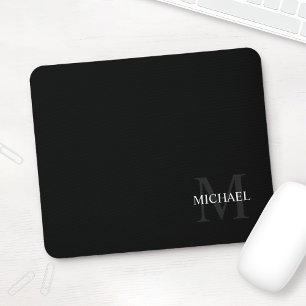 Personalisierte Classic Monogramm und Name Schwarz Mousepad