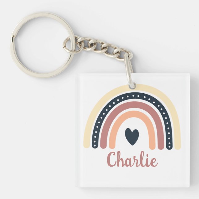 PERSONALISIERTE CLASSIC RAINBOW BOHO CHRISTLICH QU SCHLÜSSELANHÄNGER (Vorderseite)
