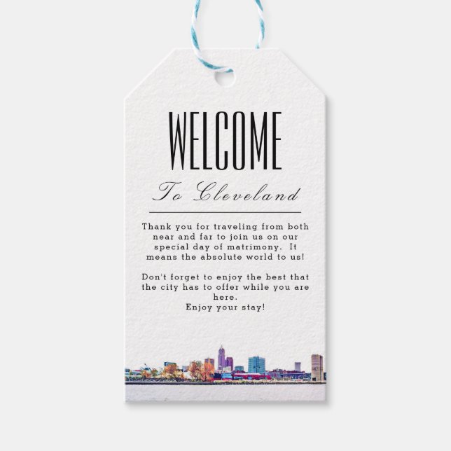 Personalisierte Cleveland Willkommensmarke Geschenkanhänger (Vorderseite)