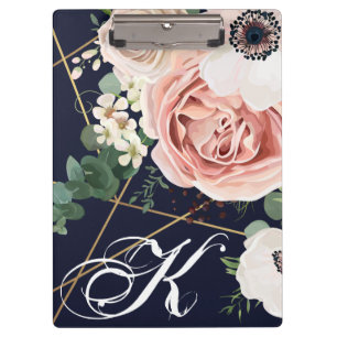 Personalisierte Clip Board Geometric Garden Rose N Klemmbrett