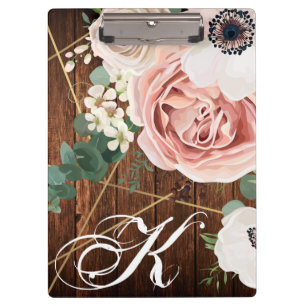 Personalisierte Clip Board Geometric Garden Rose S Klemmbrett