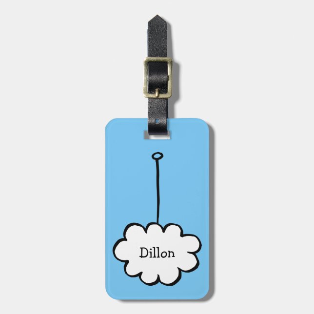 Personalisierte Cloud auf einer Zeichenfolge Gepäckanhänger (Vorderseite vertikal)