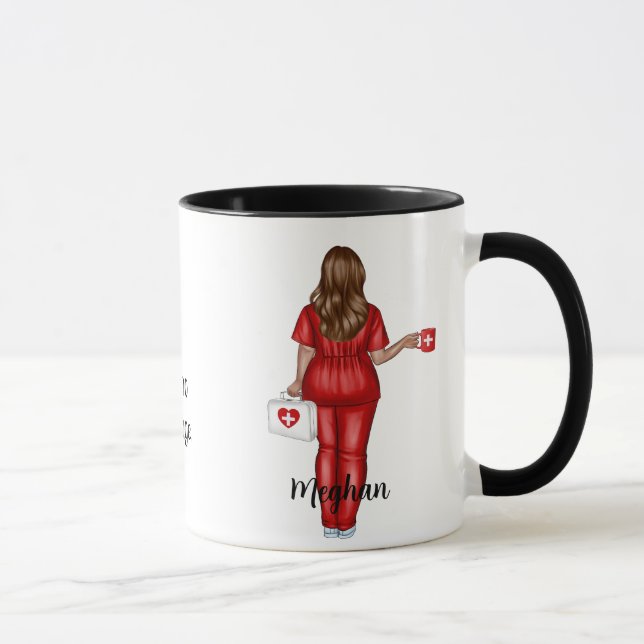 Personalisierte CNA (Braunhaar-Frau) Geschenk Tasse (Rechts)